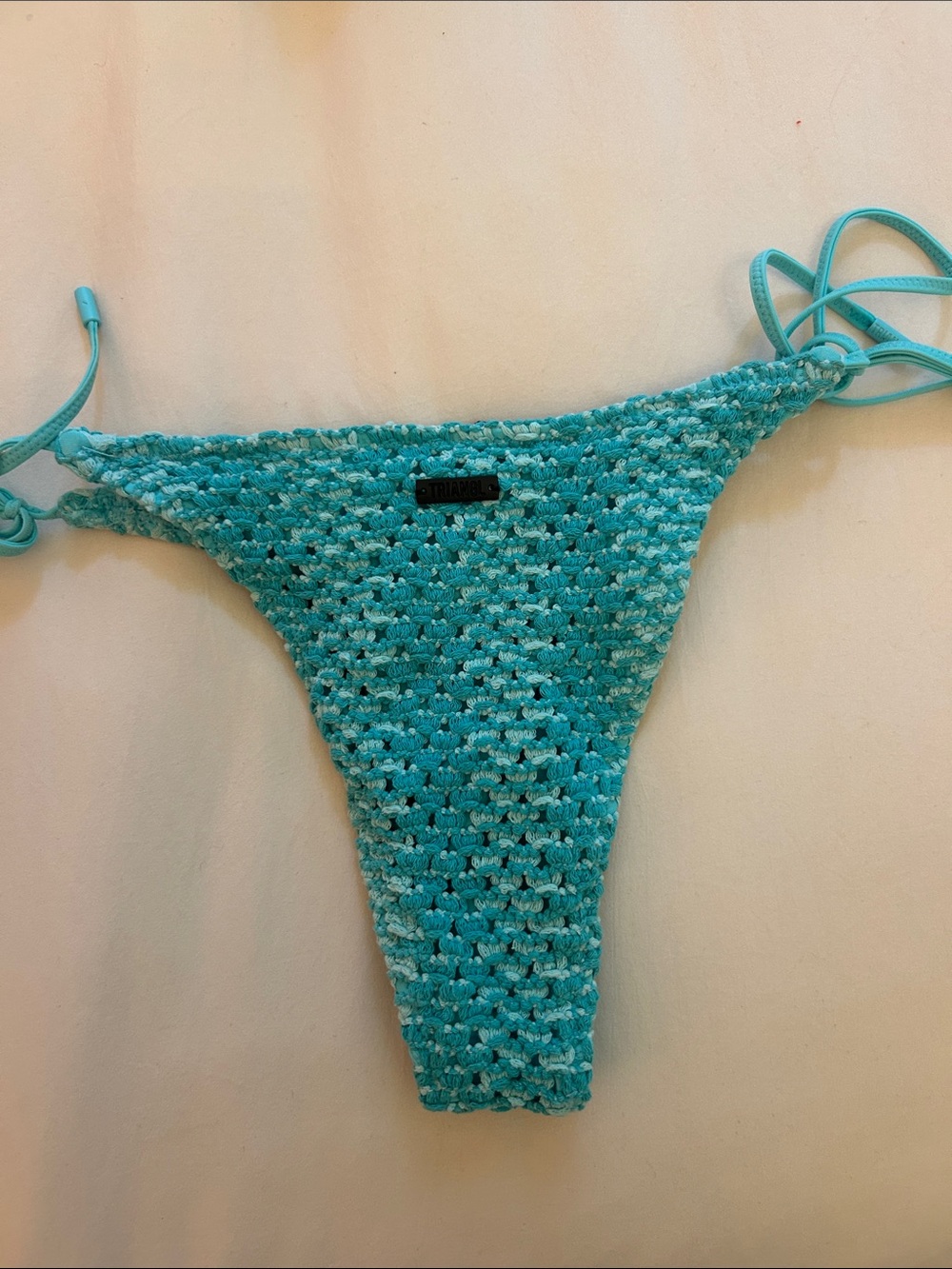 RARE triangl swimwear Crochet Bikini in Aqua Blue - Picture 5 of 6